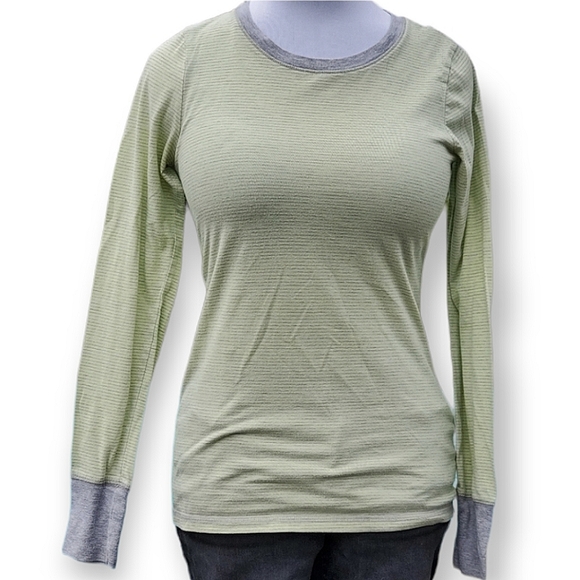 Mossimo striped long sleeve shirt sz M, gray/green - Picture 2 of 16